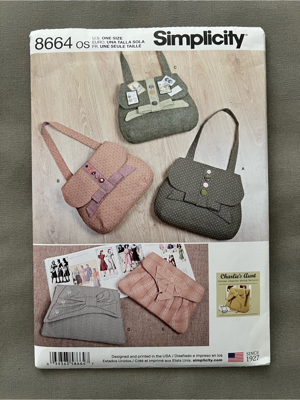 Simplicity 8664 Charlieโs Aunt Bag Purse Uncut Vintage Inspired Patterns
